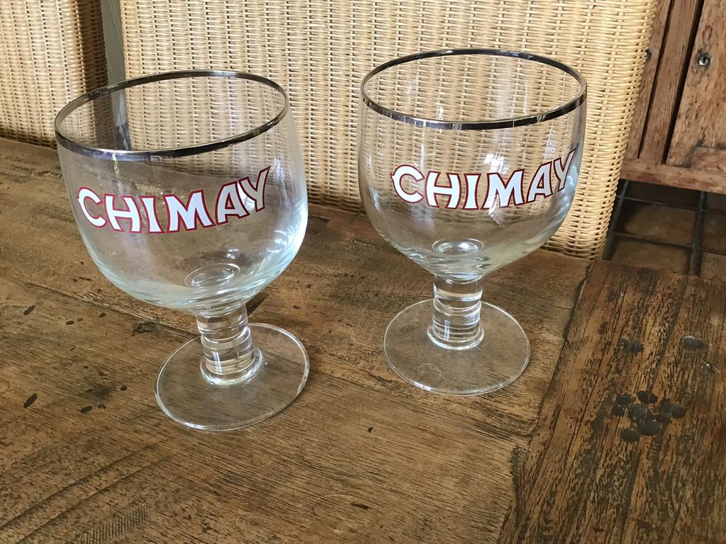 2 trappistglazen bierglas Chimay, Ophalen of Verzenden, Zo goed als nieuw