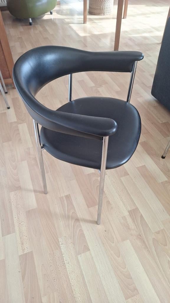 2x Fasem P40 lederen stoel, Huis en Inrichting, Stoelen, Ophalen, Gebruikt