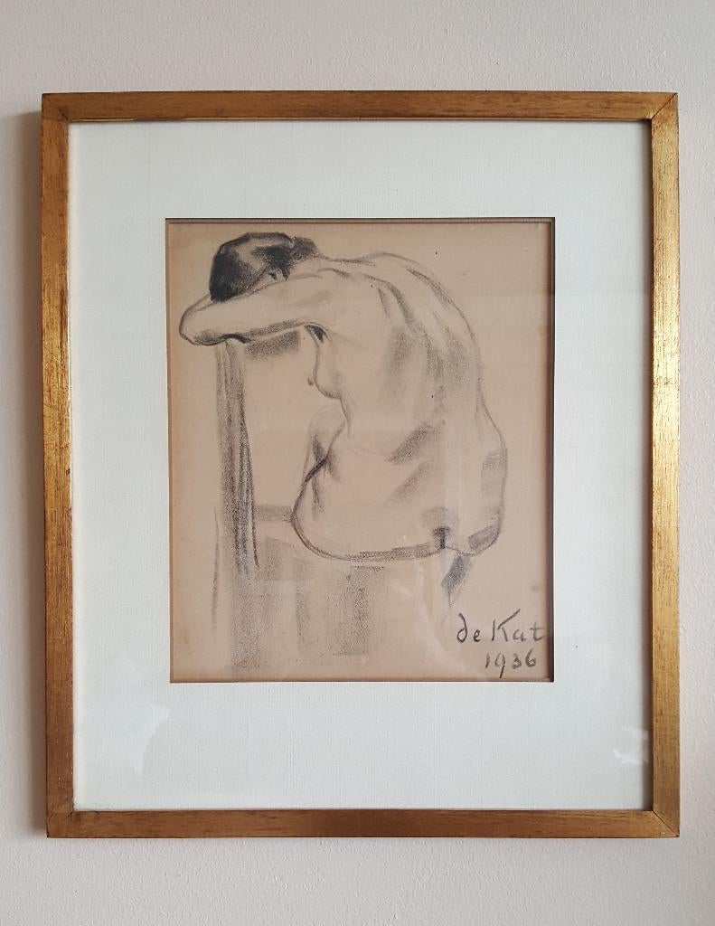 Anne-Pierre de Kat tekening naakte vrouw zittend, Ophalen of Verzenden