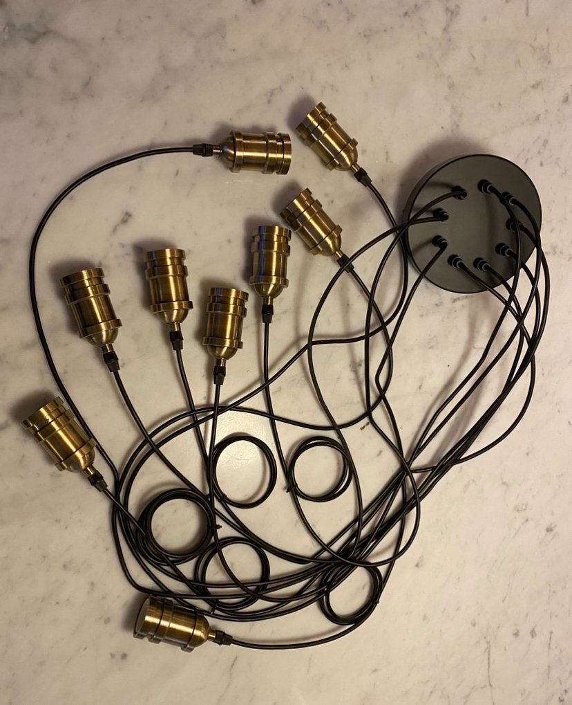 Lampe suspendue Cord + lampes globe vintage Segula, Enlèvement, Comme neuf, Vintage, E27 (grand)