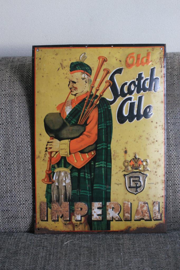blikken bierplaat SCOTCH ALE - GEEN EMAILLE, Verzamelen, Biermerken, Ophalen of Verzenden