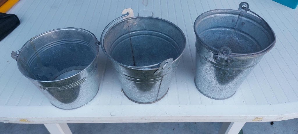 3 zinken emmers voor planten of decoratie, Antiek en Kunst, Ophalen