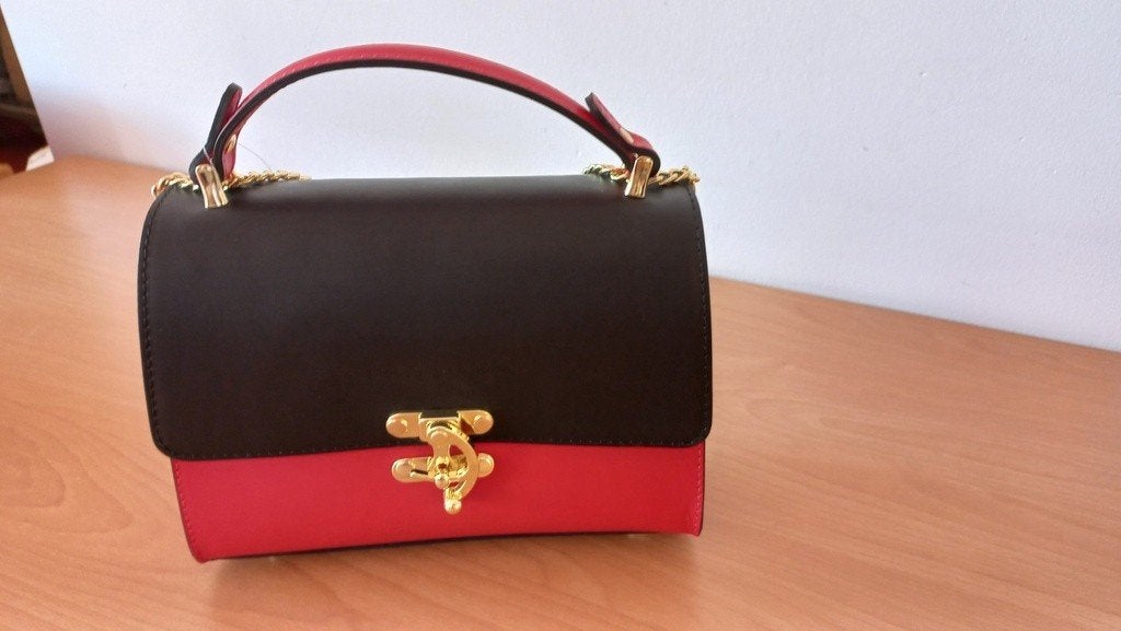 Handtas tas Christian Laurier Zwart rood met ketting, Handtassen en Accessoires, Tassen | Damestassen, Ophalen of Verzenden, Zo goed als nieuw