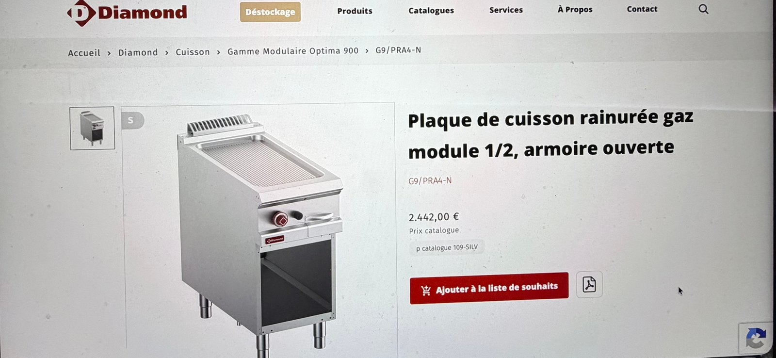 Plaque de cuisson, grillade horeca gaz, Enlèvement