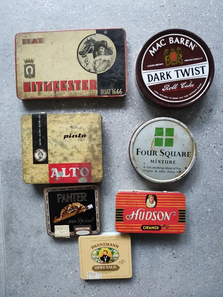 lot de 7 canettes de tabac vintage - cigares (vides), Collections, Enlèvement ou Envoi, Utilisé, Boite à tabac ou Emballage