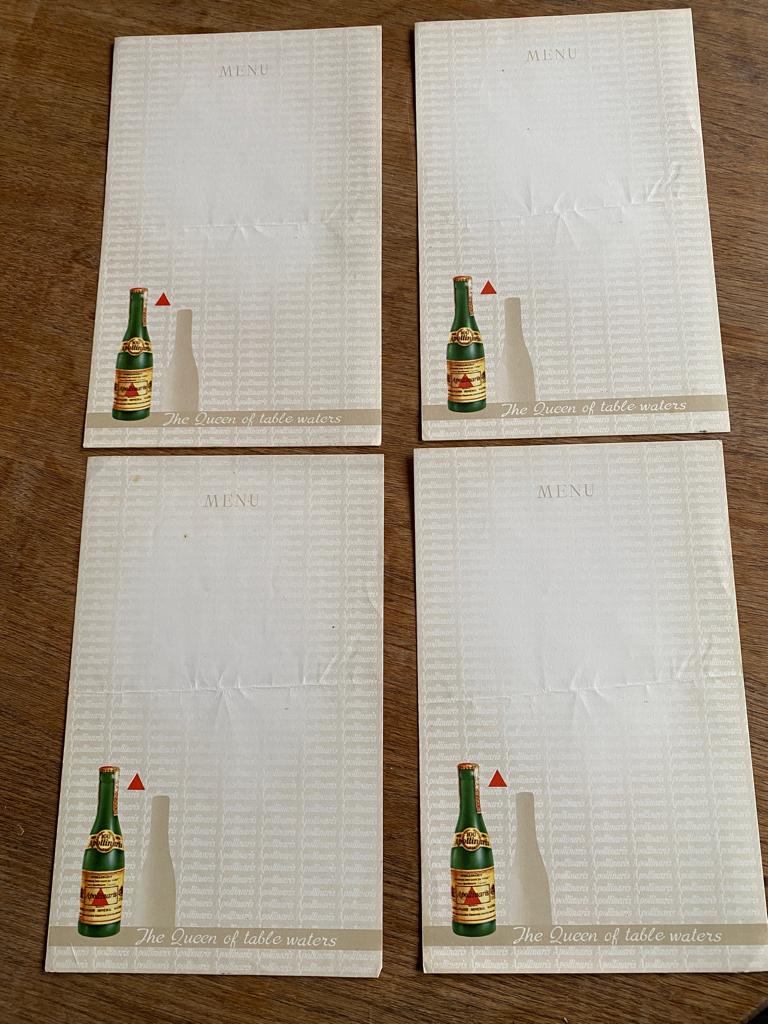 Blanco menubladen Apollinaris uitzonder één Vintage '60, Verzamelen, Verzenden, Zo goed als nieuw, Overige typen