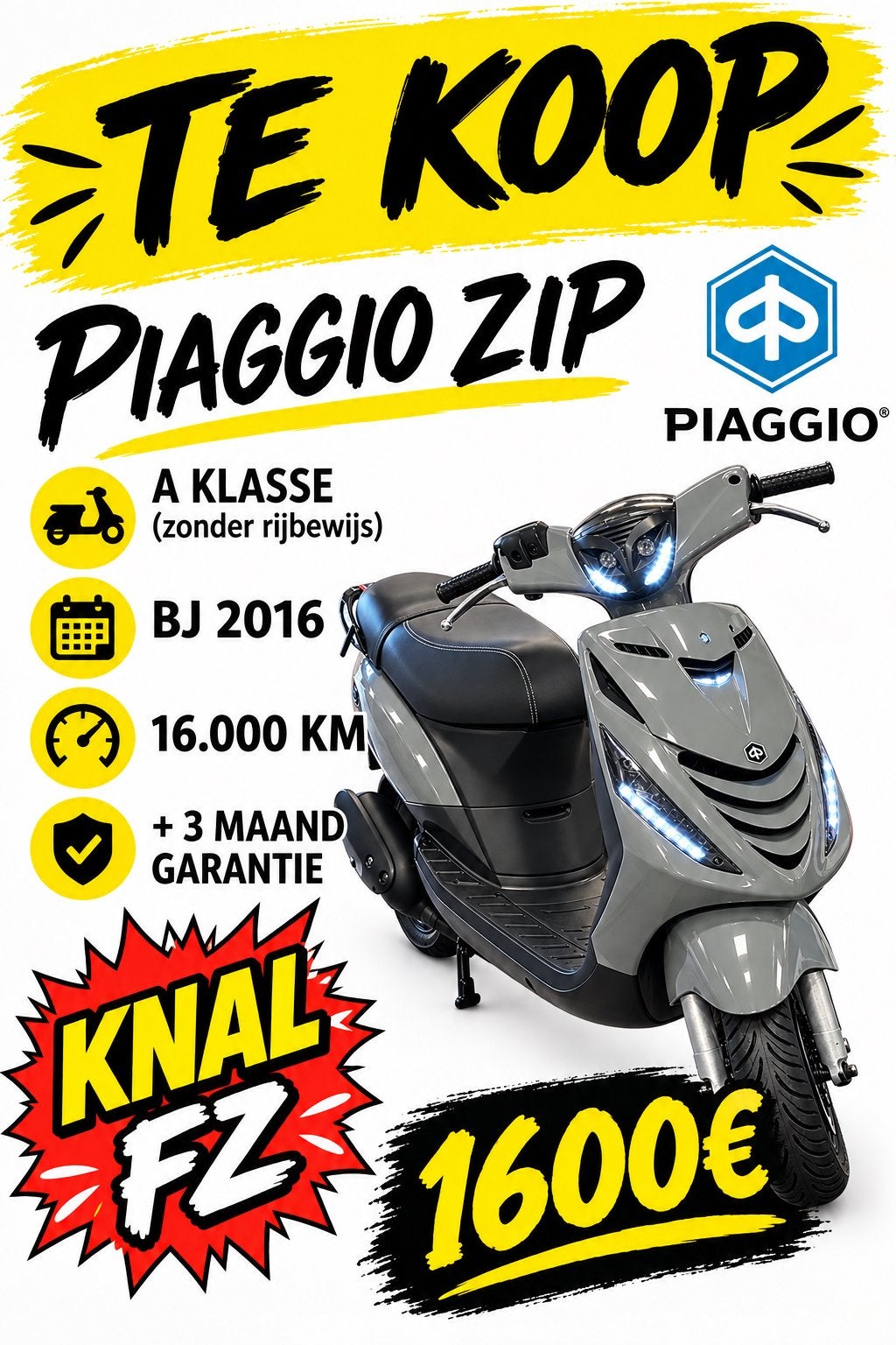 Piaggo zip sp met garantie !, Ophalen, Zo goed als nieuw, Zip