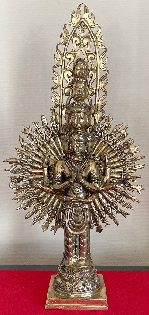 Bouddha de la Compassion Géant en bronze doré du Népal, Antiquités & Art, Art | Art non-occidental, 68 cm, Enlèvement ou Envoi