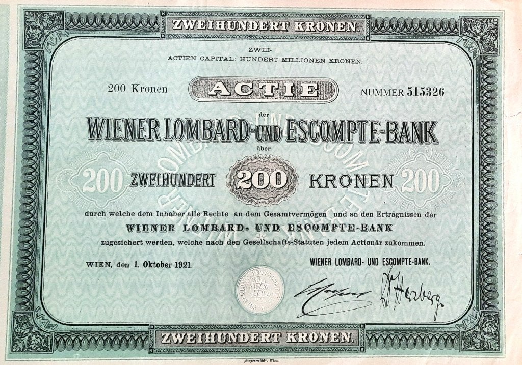 Wiener Lombard und Escompte Bank  - Wien - 1922- aktie, Timbres & Monnaies, Enlèvement ou Envoi, 1920 à 1950, Action