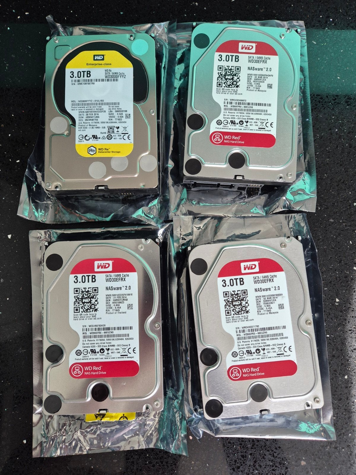 Lot 4 Disques Durs nas Sata 3 To (3x WD Red + 1x WD Enterpri, Informatique & Logiciels, Western Digital, Enlèvement ou Envoi, Interne