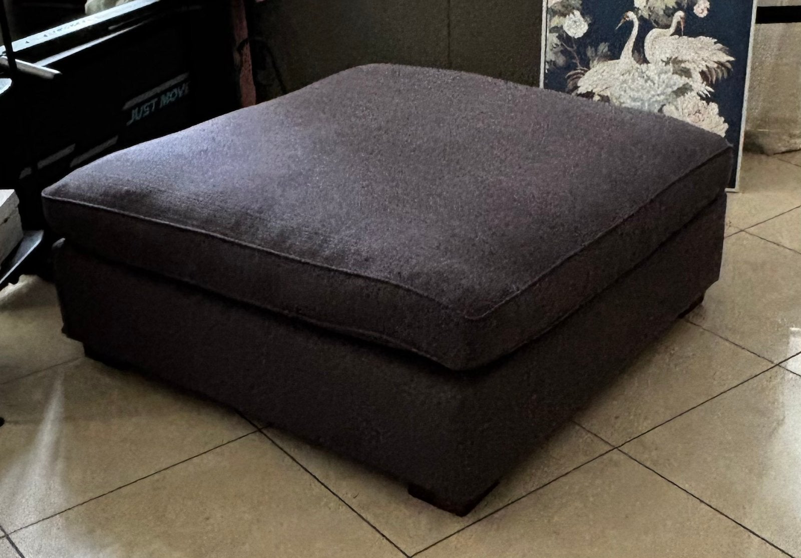 Grand pouf carré 110  110 cm Gris anthracite État impec, Huis en Inrichting, Ophalen, Vierkant, 100 tot 125 cm, Zo goed als nieuw