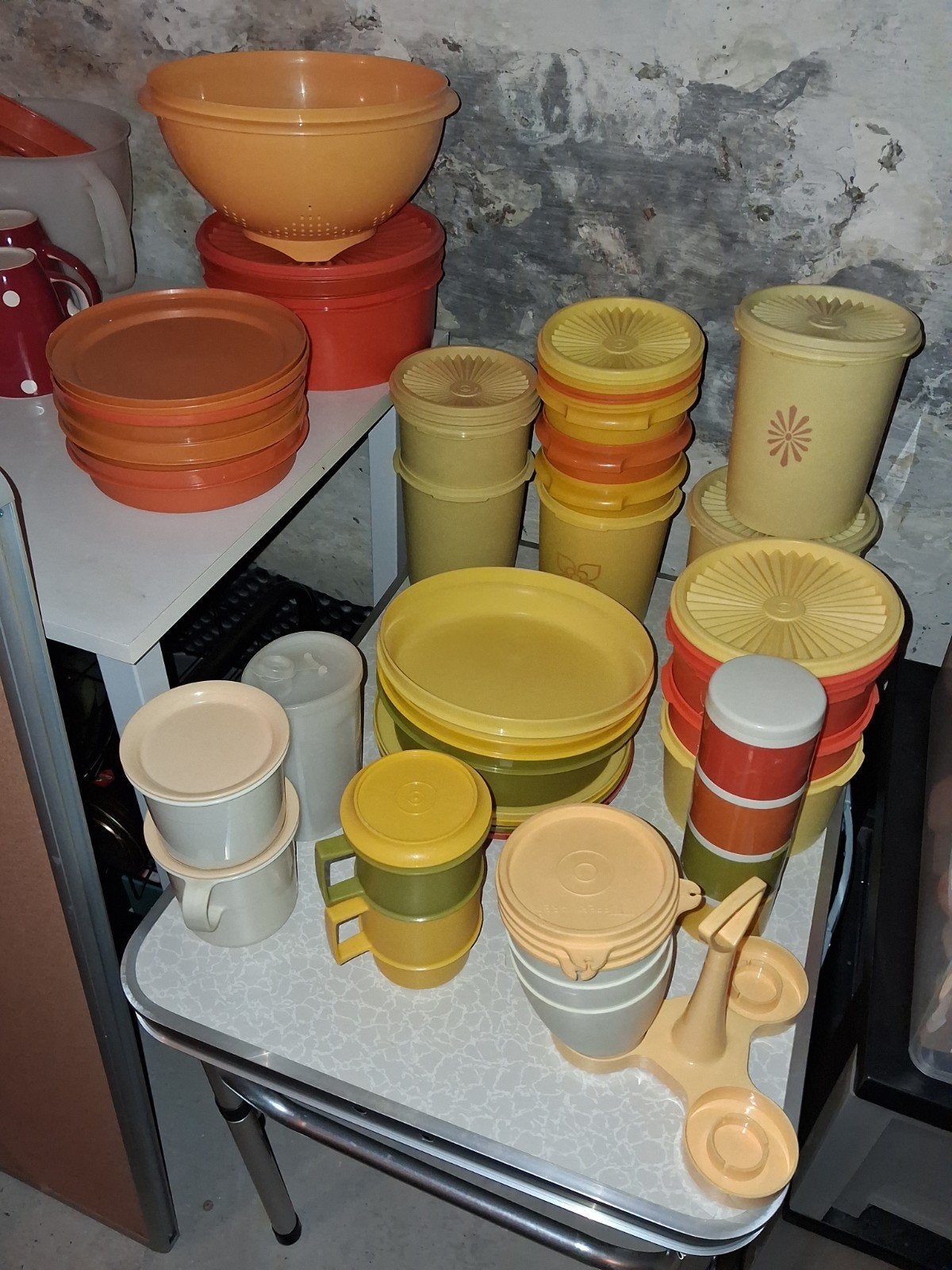 retro tupperware, Ophalen, Gebruikt, Bewaardoos, Oranje