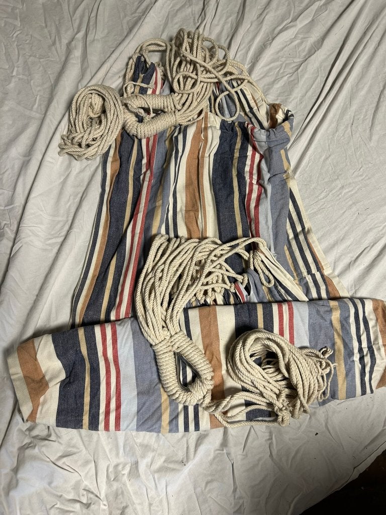 Gestreepte hangmat, Jardin & Terrasse, Hamacs, Comme neuf, Une personne, Pliable, Enlèvement
