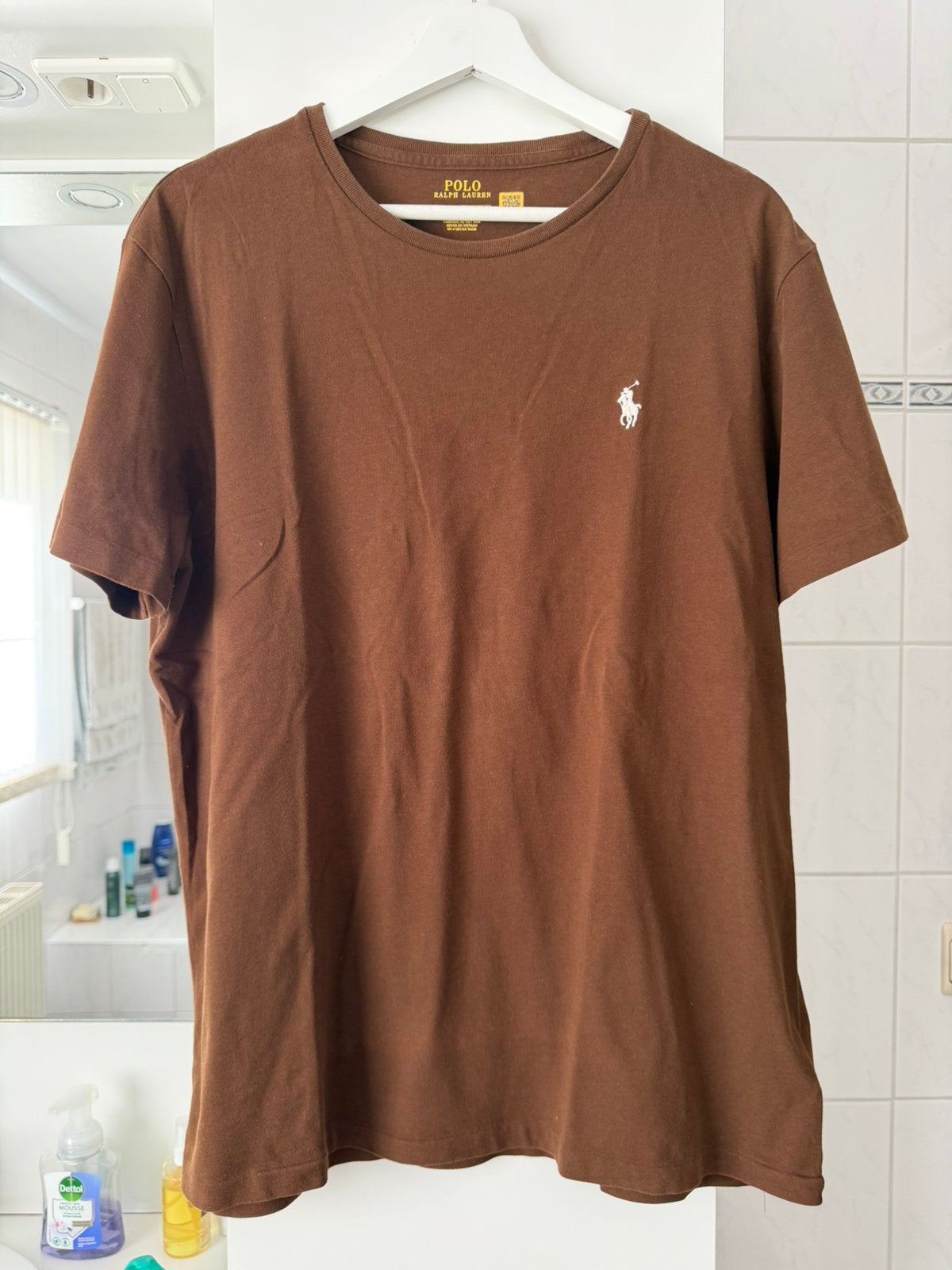 Polo Ralph Lauren T-shirt bruin maat L - katoen, Ophalen of Verzenden, Zo goed als nieuw, Maat 52/54 (L), Bruin