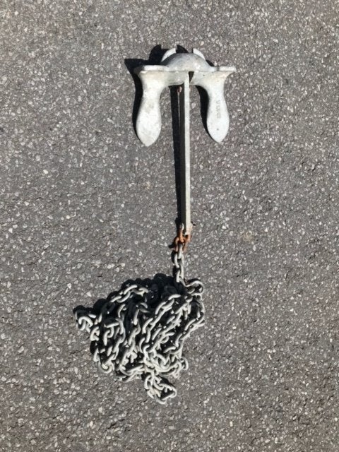 Kleine anker met 5 meter ketting, Watersport en Boten, Ophalen, Gebruikt, Ankeren en Afmeren, Zeilboot of Motorboot