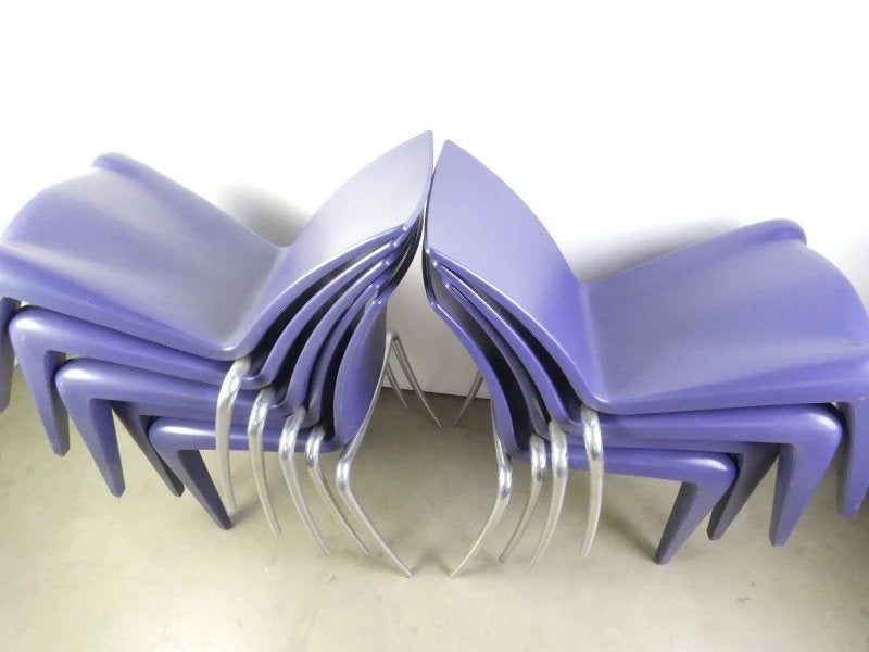 Vitra Louis XX / Louis 20 9x designstoelen (Philippe Starck), Huis en Inrichting, Ophalen, Gebruikt, Blauw, Vijf, Zes of meer stoelen