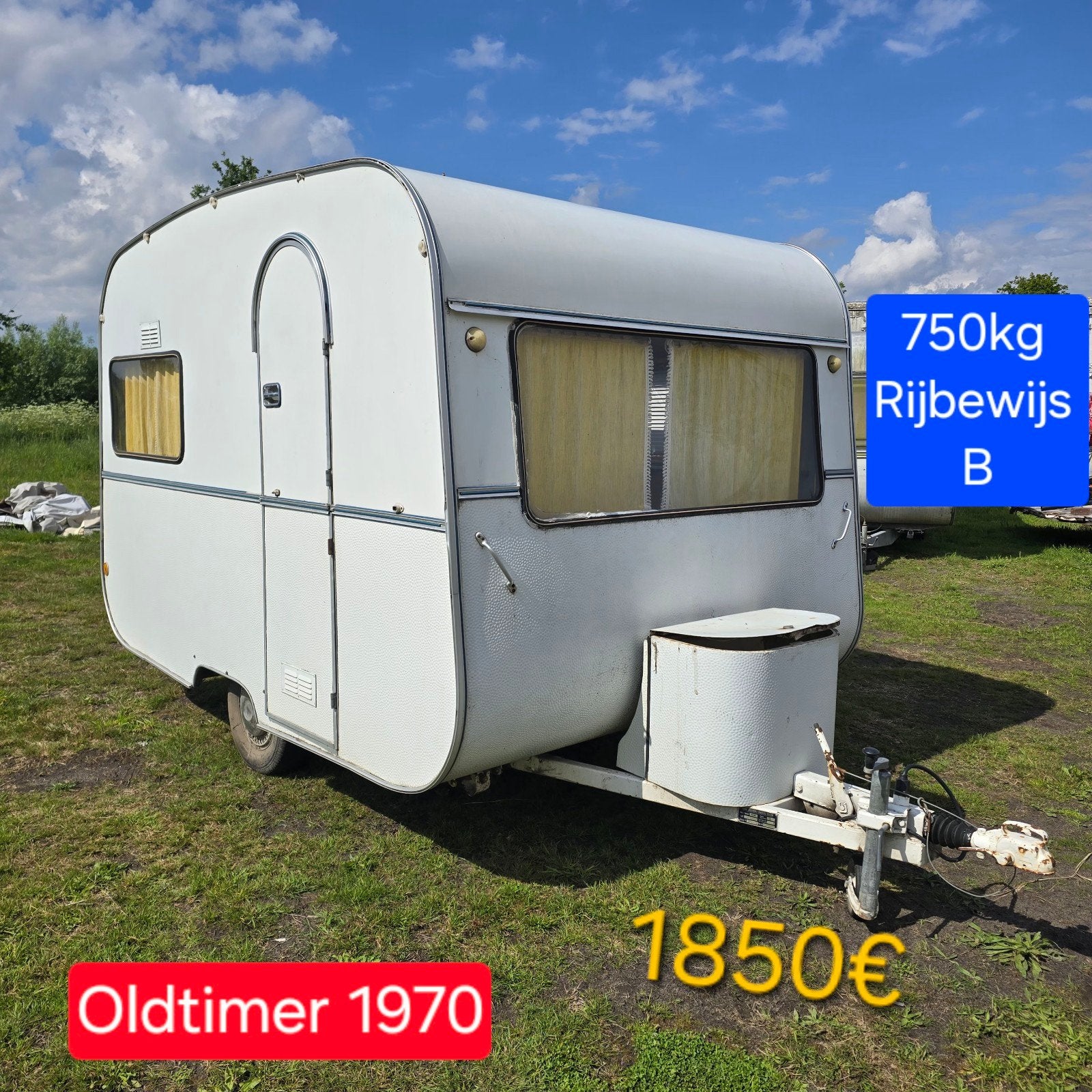 Caravane 750 kg Permis de conduire B old timer 1970 food tru, Enlèvement