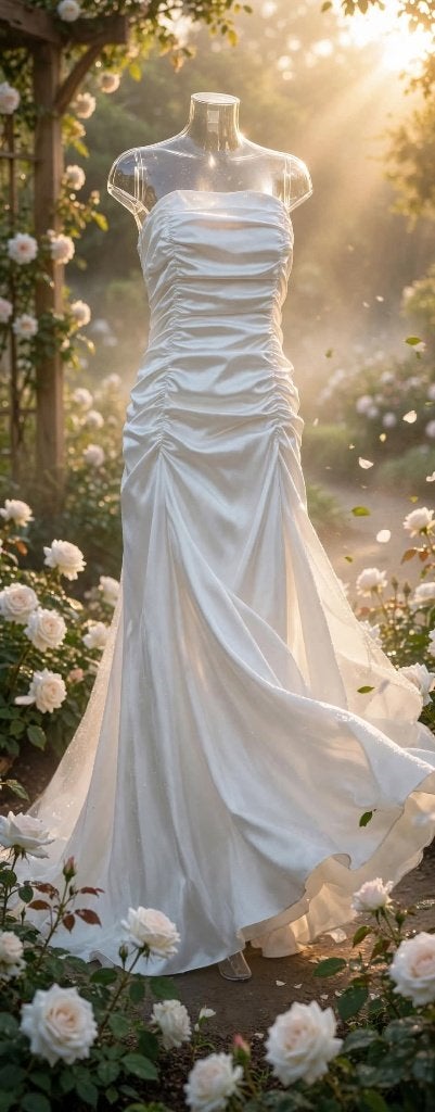 Robe de mariée ou de bal élégante en satin sans bretelles, Neuf, Robe de gala, Taille 38/40 (M), By Farfetch