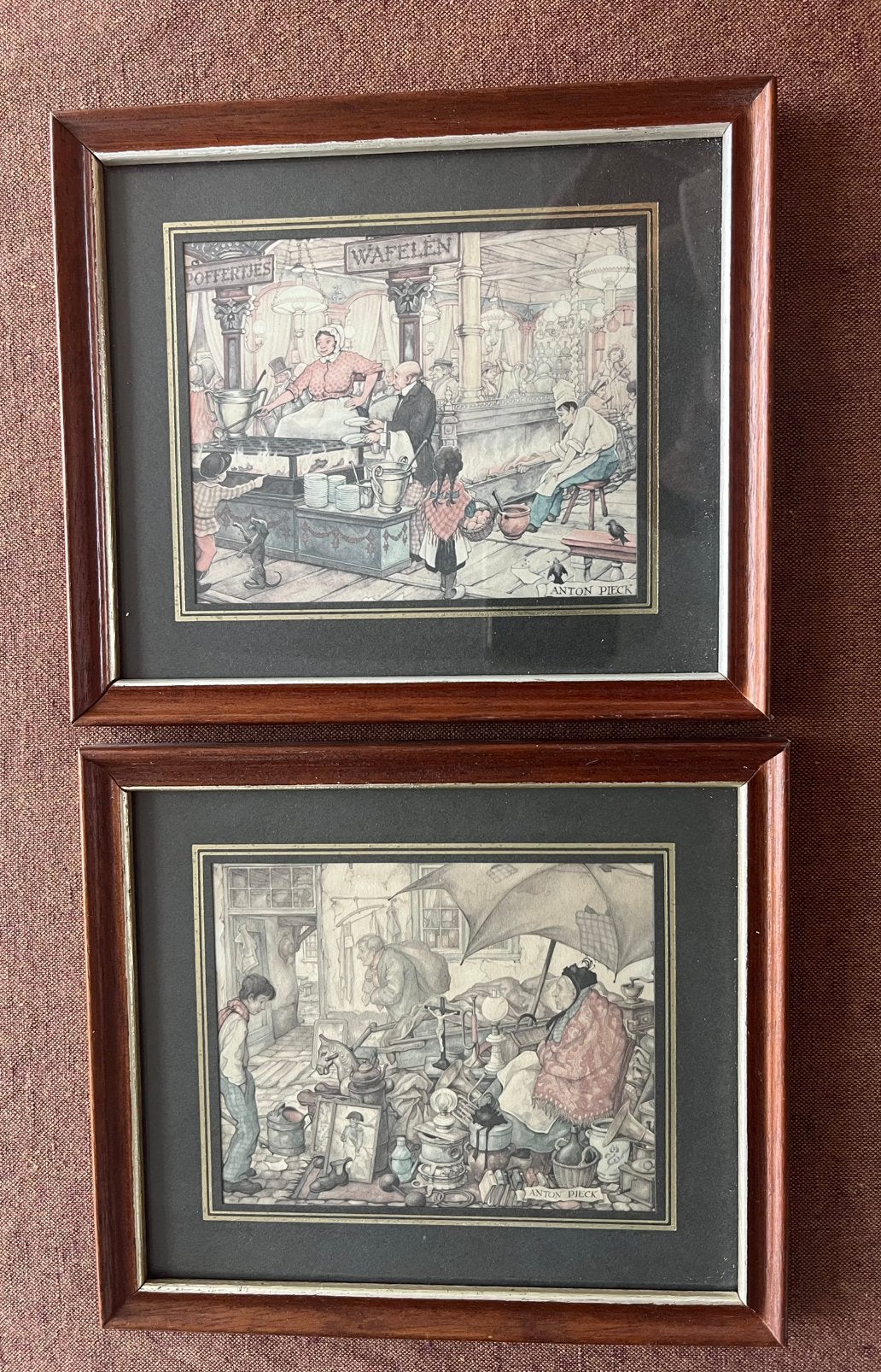 Set de 2 Anton Pieck - Encadré, Enlèvement ou Envoi, Encadré