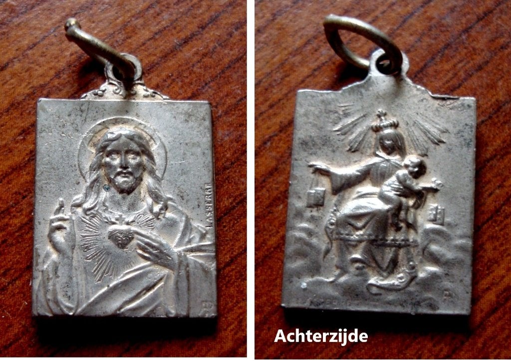 Christelijke medaille met Jezus en Maria, Collections, Envoi, Comme neuf, Christianisme | Catholique