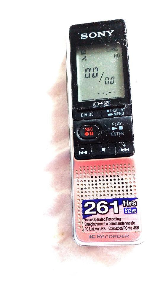 SONY Recorder 261 uur voicerecorder + batterij + kabel, Verzenden