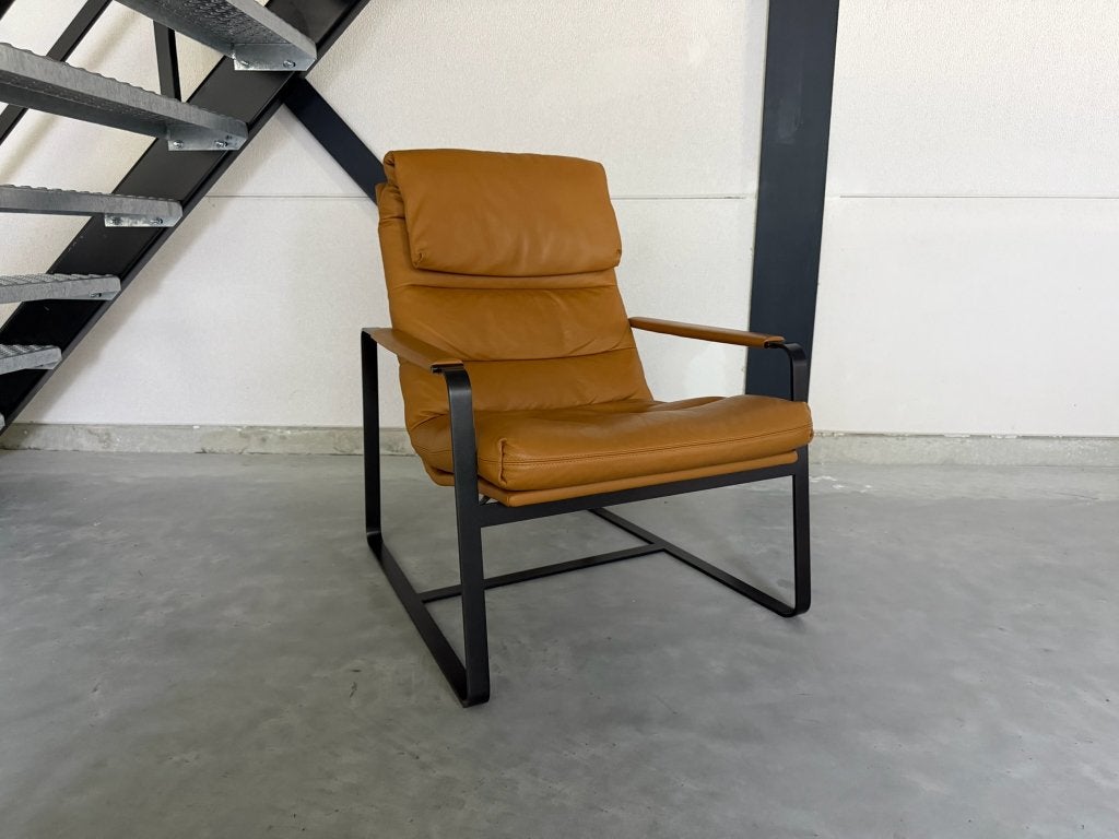 Fauteuil Leolux Indra – Cuir Ceras Brandy – Comme neuf, 75 à 100 cm, Pode Jori Vitra Cassina Flexform, Comme neuf, Enlèvement