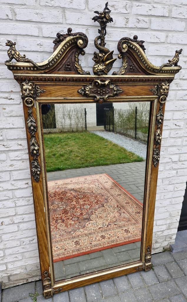 Antieke XXL spiegel, Ophalen, Rechthoekig, 50 tot 100 cm, 150 tot 200 cm
