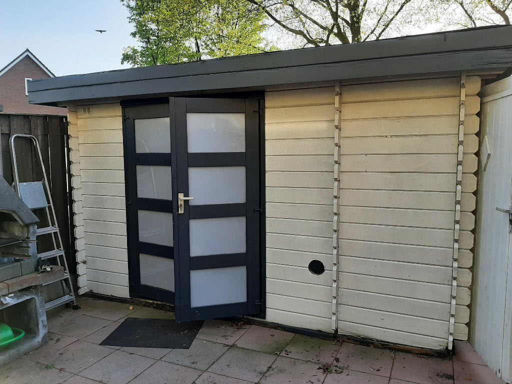 Portes d'abri de jardin, toit et bois supplémentaire, Enlèvement, Utilisé, Bois, 3 fenêtres ou plus