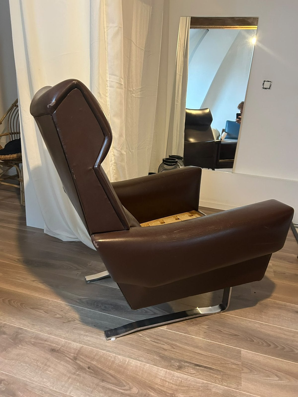 Lederen fauteuil, Huis en Inrichting, Ophalen, Gebruikt, Eenpersoons