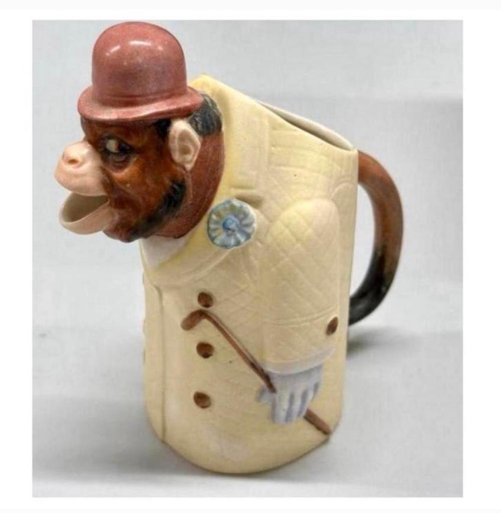Antiek Melkkan melk-kan SCHAFER & VATER Monkey Aap Porselein, Ophalen of Verzenden