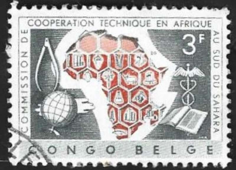 1 Postzegel 1960 10de verjaardag van de CTSA Congo Belge, Ophalen of Verzenden, Overige landen, Gestempeld