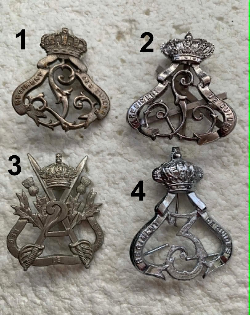 Kentekens, 4x Gidsen Regimenten, Muts Kentekens Variaties, Ophalen of Verzenden, Landmacht, Embleem of Badge