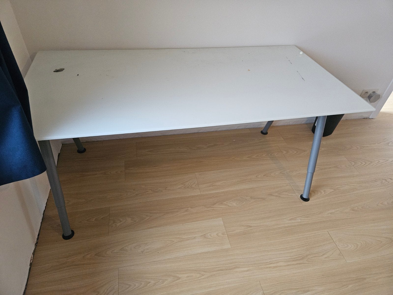Table de bureau en verre/métal, 160 cm, Bureau d'ordinateur, Enlèvement, Utilisé