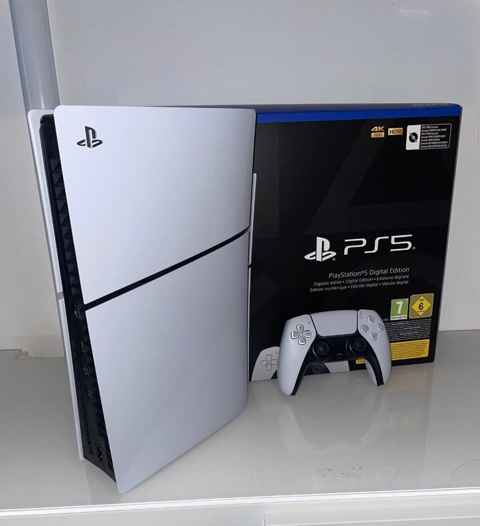 PlayStation 5 Digital 1TB + controller – zo goed als nieuw, Games en Spelcomputers, Ophalen, Nieuw, Playstation 5 Digital