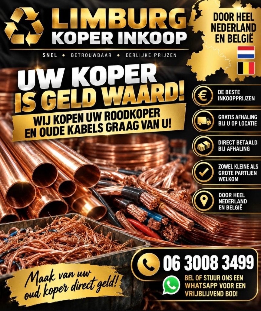 Roodkoper en kabel opkoper afhaalservice direct geld!!, Ophalen, Koper
