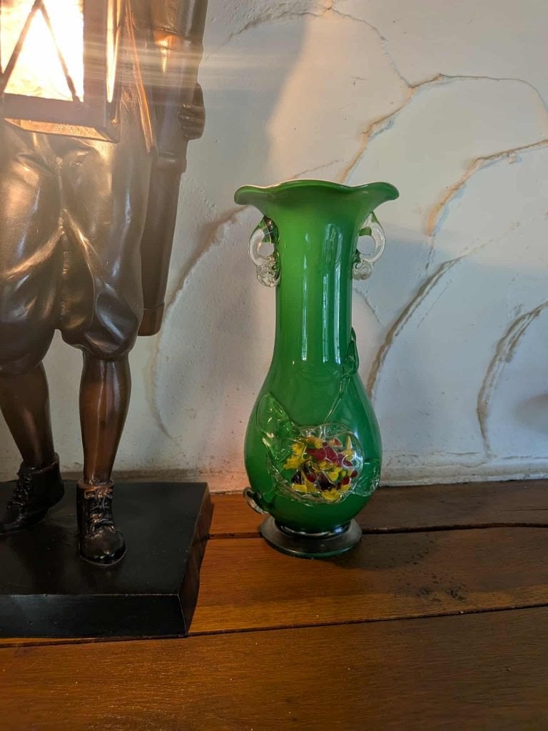 Vase en verre Murano, motif floral, Antiquités & Art, Enlèvement