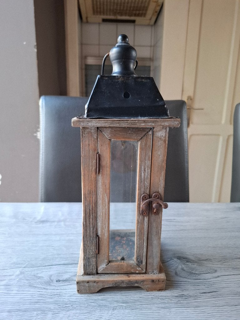 Houten lantaarn, Ophalen, Gebruikt, Hout, Bruin