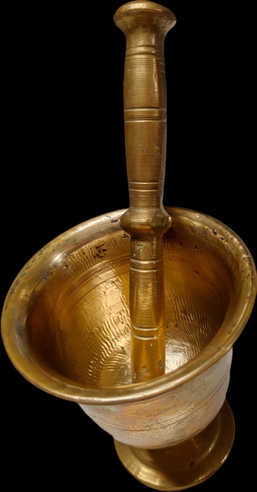 Messing vijzel met stamper - zwaar model 1,8 kg, Ophalen of Verzenden, Brons