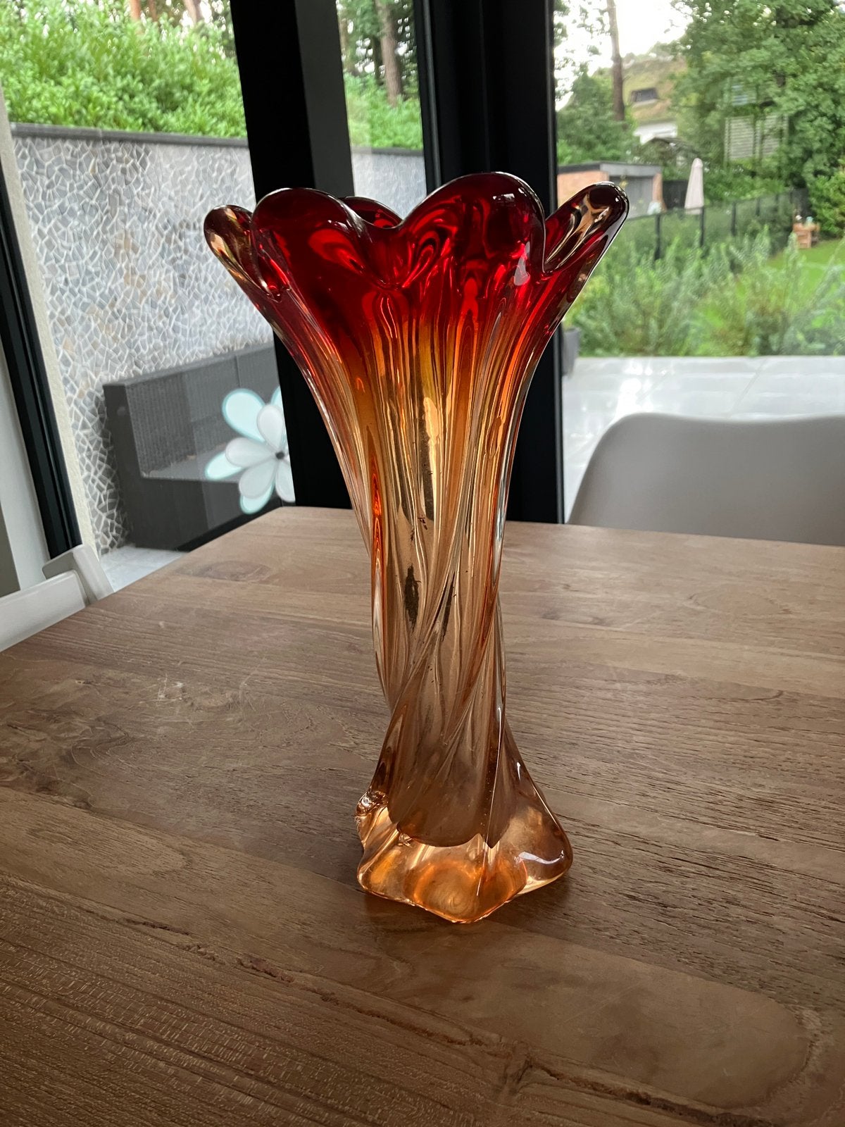 Vintage vaas donkerrood 30cm, Ophalen of Verzenden