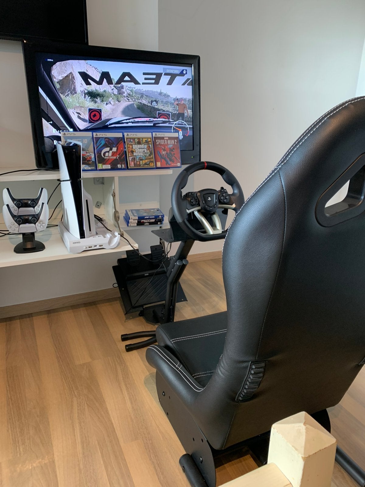PlayStation 5 Disc Editie + racing sim + scherm + 7 games, Ophalen, Zo goed als nieuw, Stuur of Pedalen, PlayStation 5