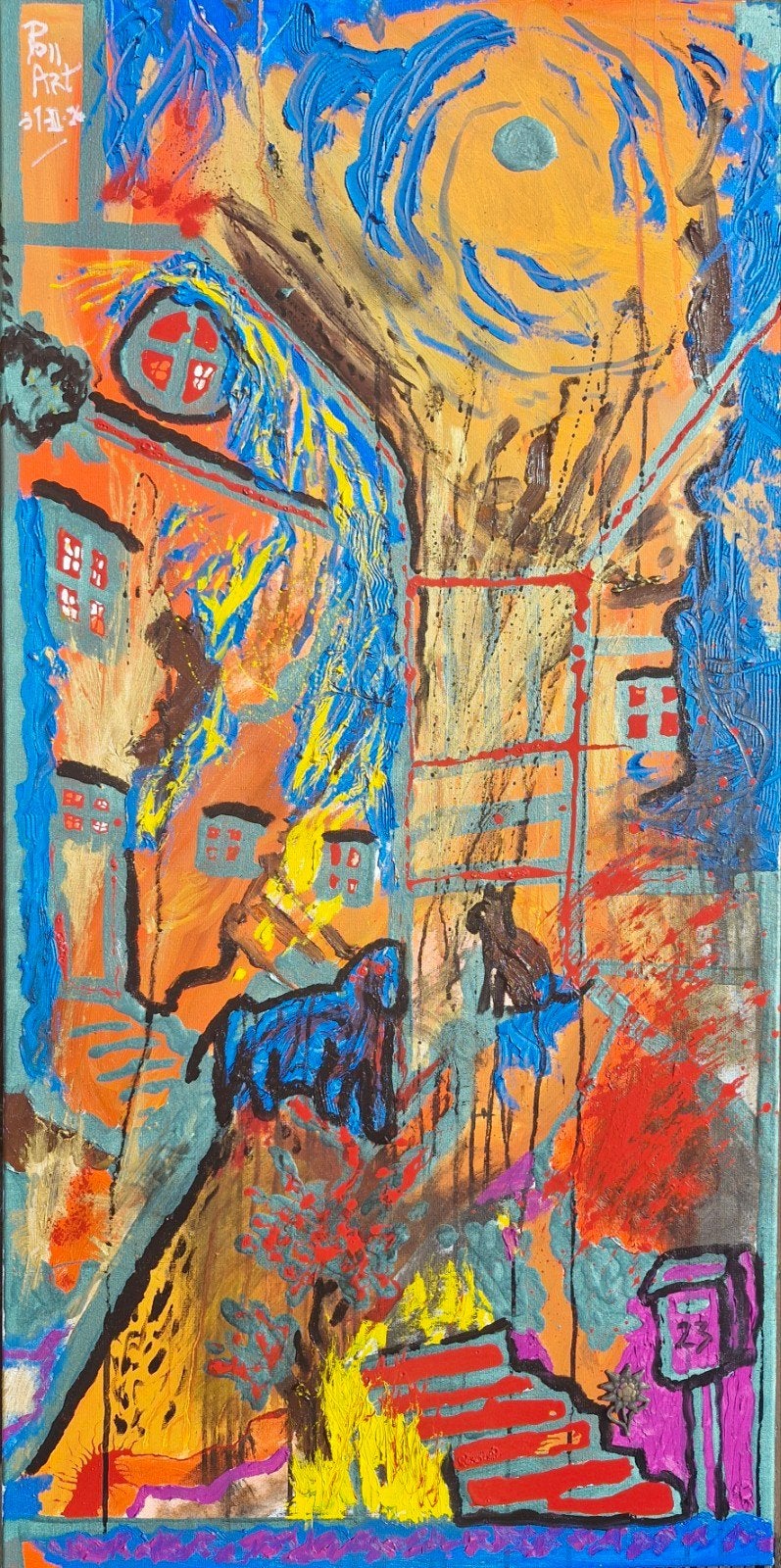 "Petit chien été 2026" Huile sur châssis 120 cm x 80 cm, Antiek en Kunst, Kunst | Schilderijen | Abstract, Ophalen
