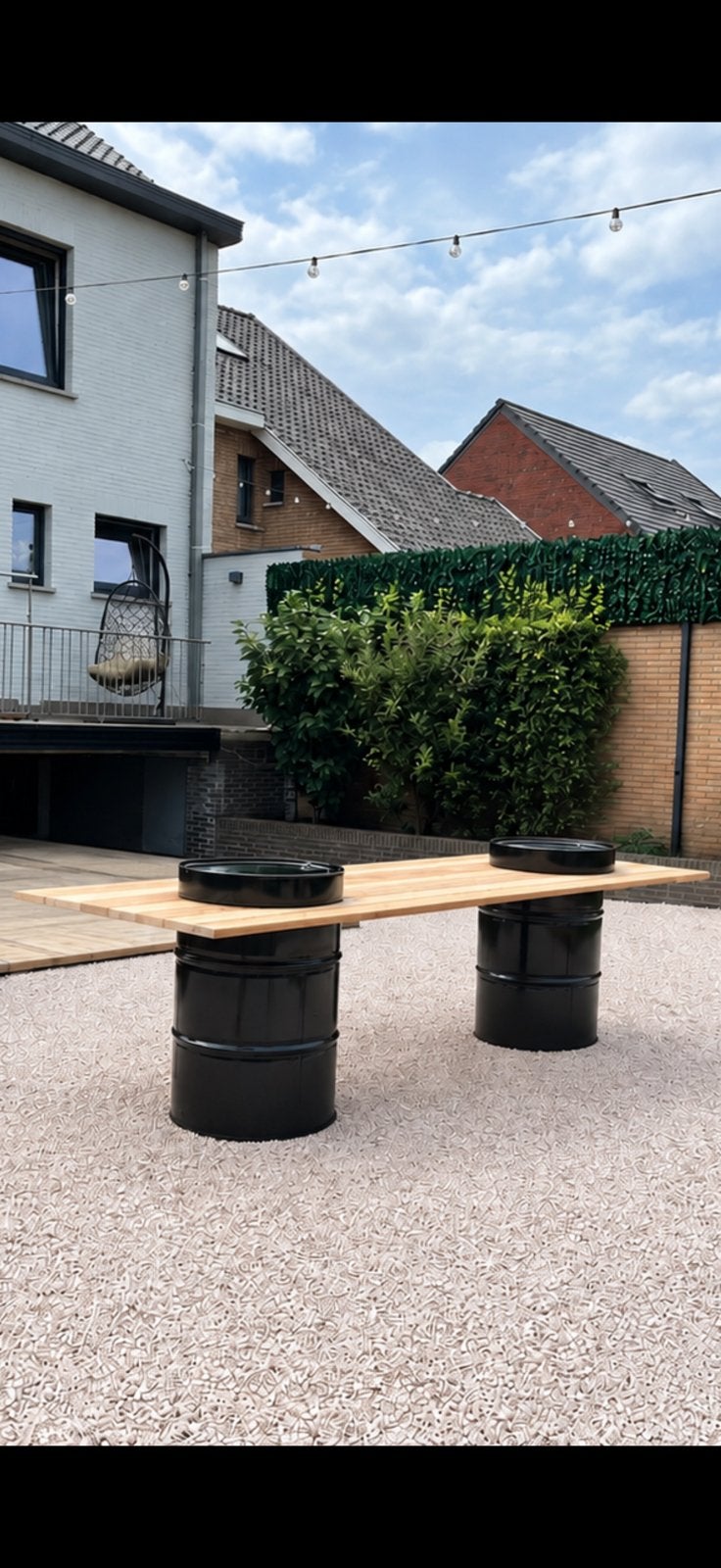 Handgemaakte industriële tafel, Huis en Inrichting, Ophalen, 100 tot 150 cm, 200 cm of meer, Zo goed als nieuw