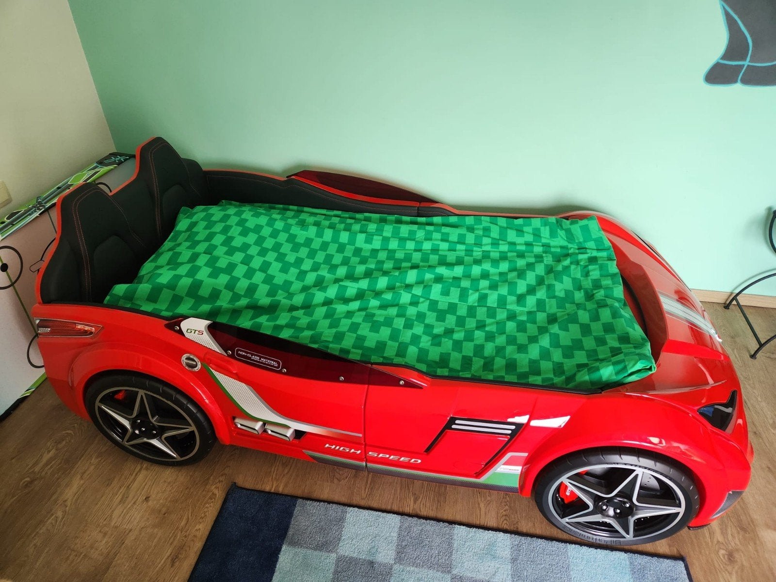 Kinderbed auto met licht, Ophalen, 85 tot 100 cm, Gebruikt, Matras