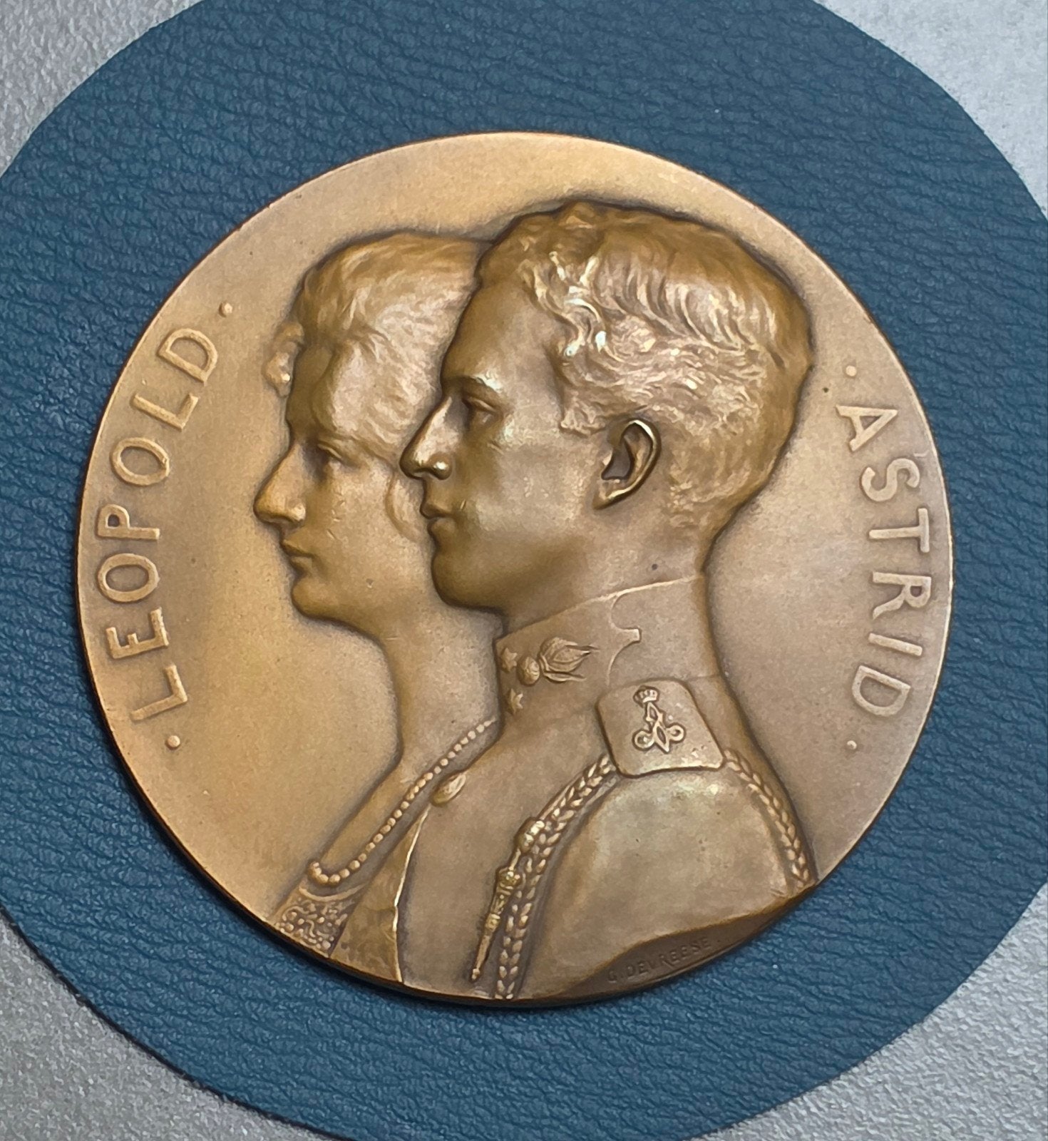 Médaille de mariage Leopold & Astrid 1926 Devreese 7 cm, Enlèvement ou Envoi