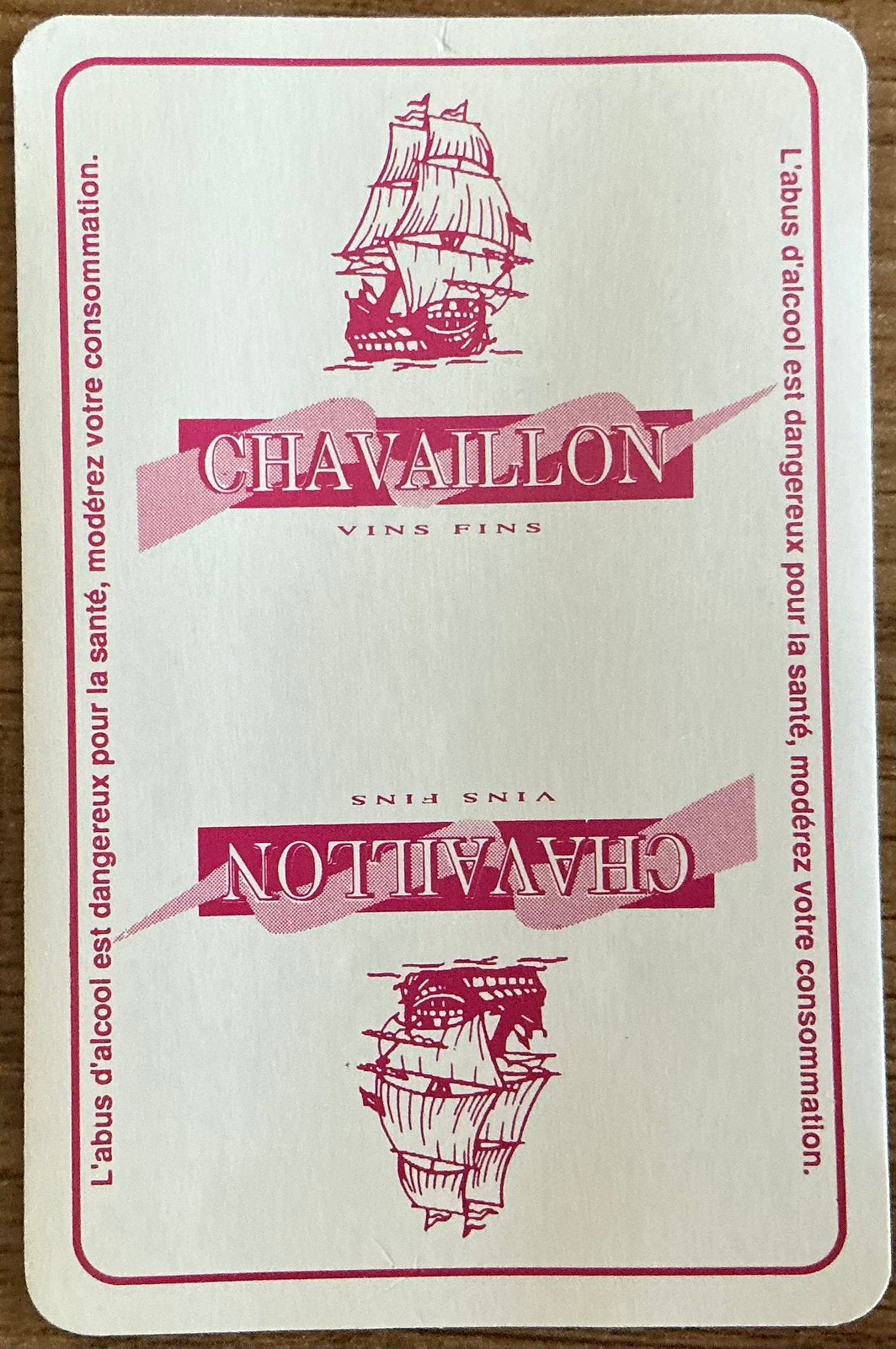 Speelkaart CHAVAILLON VINS, Ophalen of Verzenden, Zo goed als nieuw, Speelkaart(en)