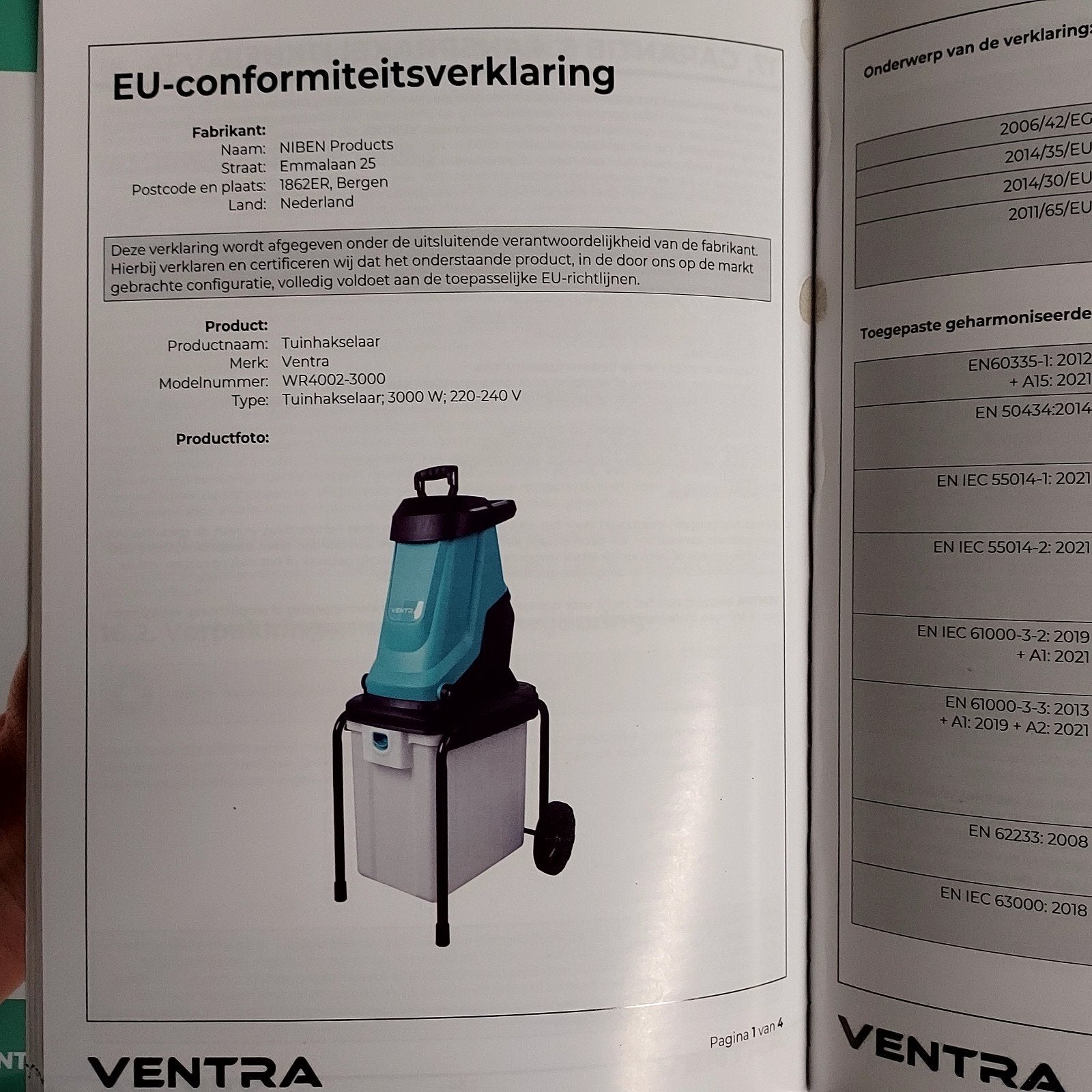 broyeur  ventra, Électrique, Comme neuf, Enlèvement, Bac de ramassage
