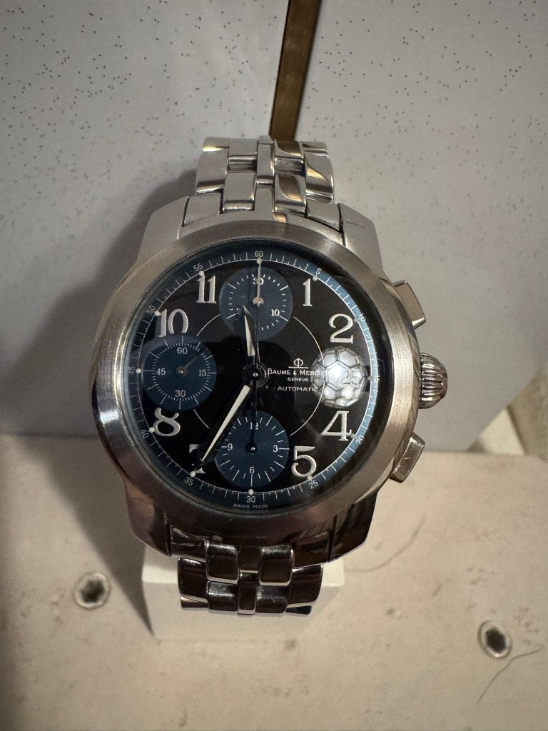 Baume et Mercier horloge Capeland 39mm chrono automaat, Montre-bracelet, Autres marques, Enlèvement ou Envoi, Acier