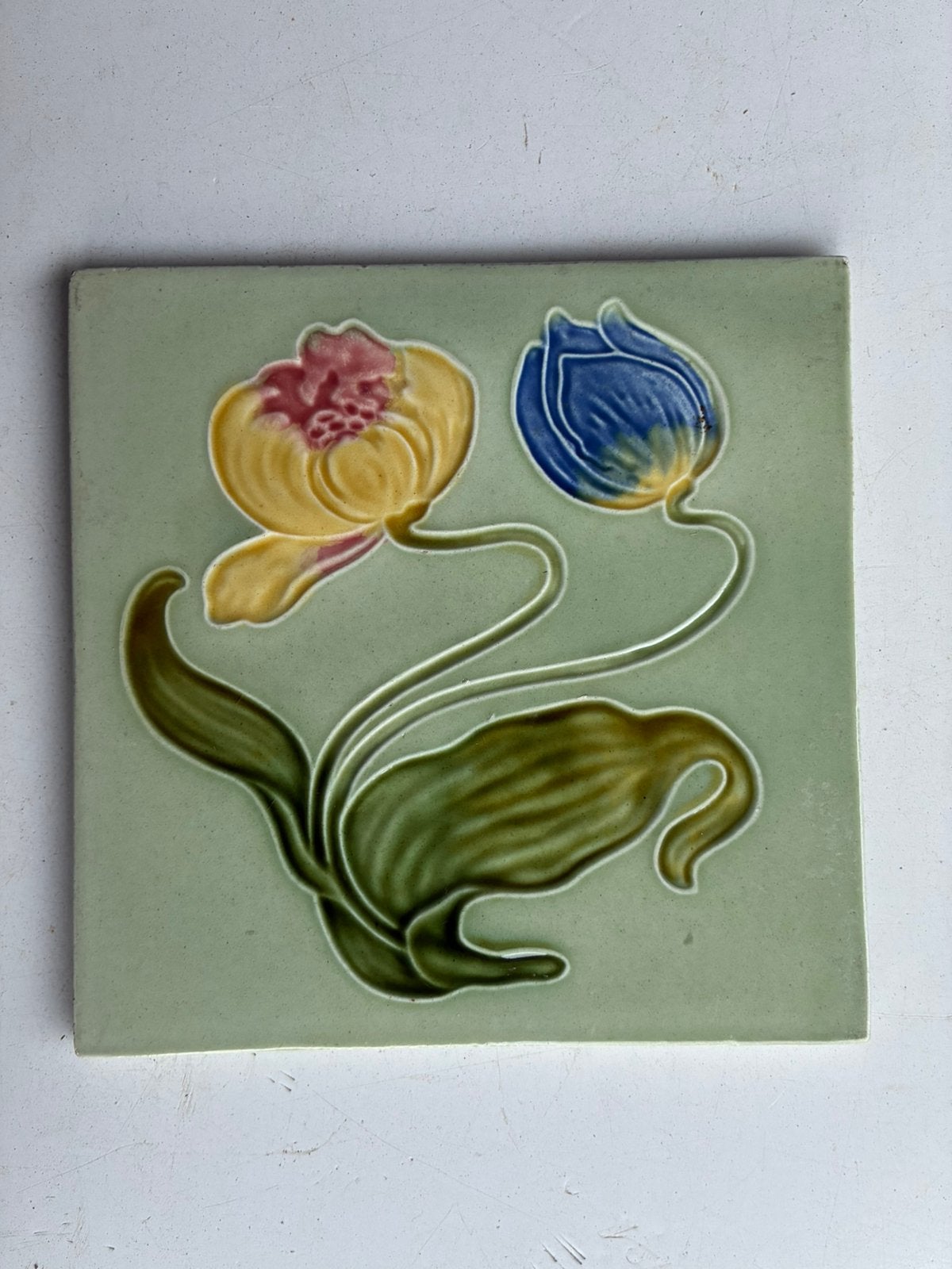 Art Nouveau/Jugendstil tegel 150x150x5 mm, Antiek en Kunst, Ophalen of Verzenden