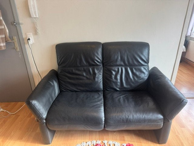 Zwarte leren zetel, Ophalen, Gebruikt, Minder dan 75 cm, 150 tot 200 cm