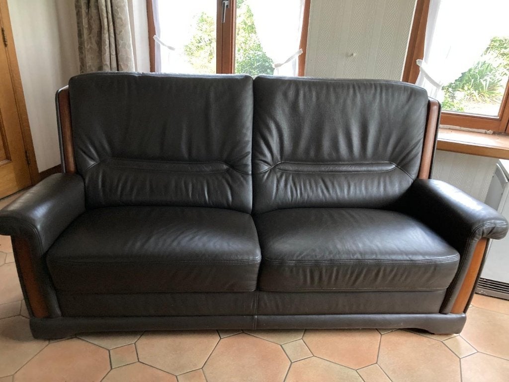Lederen zetels, Maison & Meubles, 200 à 250 cm, Banc droit, Enlèvement, Utilisé